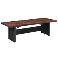 vidaXL Sodo stalas, 240x90x74cm, poliratanas ir akacijos med. masyvas