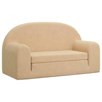 vidaXL Dvivietė vaikiška sofa-lova, kreminės spalvos, minkštas pliušas