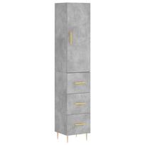 vidaXL Komoda, betono pilkos spalvos, 34,5x34x180cm, apdirbta mediena