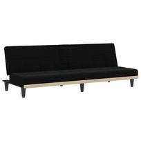 vidaXL Sofa-lova su puodelių laikikliais, juodos spalvos, audinys
