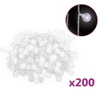 vidaXL Rutuliukų girlianda, 20m, 200 šaltų baltų LED, 8 funkcijos