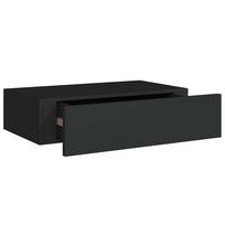 vidaXL Sieninė lentyna su stalčiumi, juoda, 40x23,5x10cm, MDF
