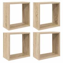 vidaXL Sieninės lentynos, 4vnt., ąžuolo, 30x15x30cm, kubo formos