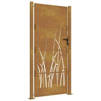 vidaXL Sodo vartai, 100x175 cm, Corten plienas, žolės raštas