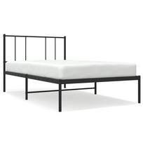 vidaXL Metalinis lovos rėmas su galvūgaliu, juodos spalvos, 90x190cm