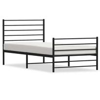 vidaXL Lovos rėmas su galvūgaliu/kojūgaliu, juodas, 90x190cm, metalas