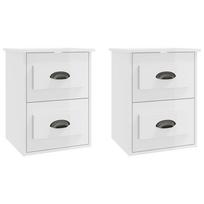 vidaXL Sieninės naktinės spintelės, 2vnt., baltos, 41,5x36x53cmcm