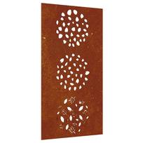 vidaXL Sodo sienos dekoracija, 105x55cm, corten plienas, lapų dizaino