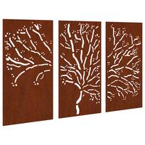 vidaXL Sodo sienos dekoracija, 3 dalių, 105x55cm, corten plienas