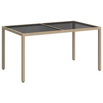 vidaXL Sodo stalas, smėlio, 150x90x75cm, grūdintas stiklas/poliratanas
