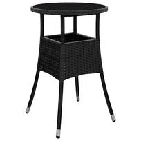 vidaXL Sodo stalas, juodas, 60x75cm, grūdintas stiklas/poliratanas