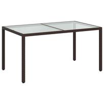 vidaXL Sodo stalas, rudas, 150x90x75cm, grūdintas stiklas/poliratanas