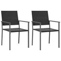 vidaXL Sodo kėdės su pagalvėmis, 2vnt., juodos, 54x62,5x89cm, ratanas