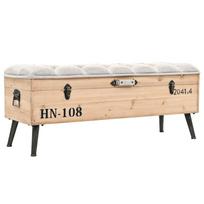 vidaXL Suoliukas-daiktadėžė, 110cm, eglės medienos masyvas