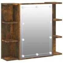vidaXL Veidrodinė spintelė su LED, dūminio ąžuolo, 70x16,5x60cm