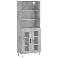 vidaXL Komoda, betono pilkos spalvos, 69,5x34x180cm, apdirbta mediena