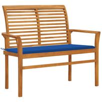 vidaXL Sodo suoliukas su karališka mėlyna pagalvėle, 112cm, tikmedis