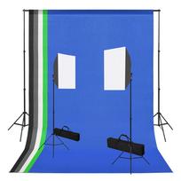 vidaXL Fotostudijos komplektas su šviestuvais ir fonais