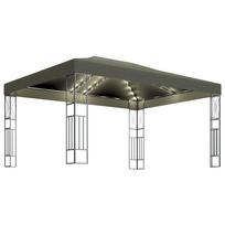 vidaXL Pavėsinė su lempučių girliandomis LED, taupe, 3x4m