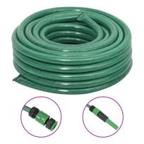 vidaXL Sodo žarna su tvirtinimo detalėmis, žalia, 0,75", 50m, PVC