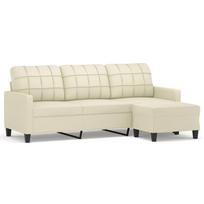 vidaXL Trivietė sofa su pakoja, kreminės spalvos, 180cm, dirbtinė oda