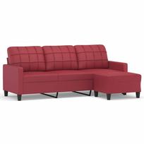 vidaXL Trivietė sofa su pakoja, raudonojo vyno, 180cm, dirbtinė oda