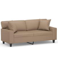 vidaXL Dvivietė sofa su pagalvėlėmis, kapučino, 140cm, dirbtinė oda