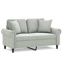 vidaXL Dvivietė sofa su pagalvėlėmis, šviesiai pilka, 120cm, aksomas