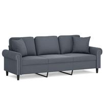 vidaXL Trivietė sofa su pagalvėlėmis, tamsiai pilka, 180cm, aksomas