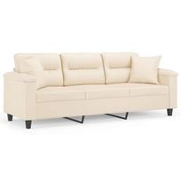 vidaXL Trivietė sofa su pagalvėmis, smėlio, 180cm, audinys