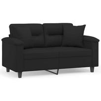 vidaXL Dvivietė sofa su pagalvėmis, juoda, 120cm, mikropluošto audinys