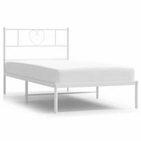 vidaXL Metalinis lovos rėmas su galvūgaliu, baltas, 90x190cm