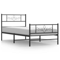 vidaXL Lovos rėmas su galvūgaliu/kojūgaliu, juodas, 90x190cm, metalas