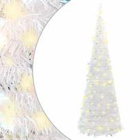 vidaXL Išskleidžiama dirbtinė Kalėdų eglutė, balta, 180cm, 150 LED
