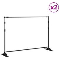vidaXL Fono laikikliai, 2vnt., juodos spalvos, 305x243cm, plienas