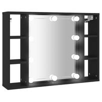vidaXL Veidrodinė spintelė su LED apšvietimu, juoda, 76x15x55cm