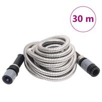 vidaXL Sodo žarna su purškimo antgaliu, sidabrinė, 0,6", 30 m, plienas