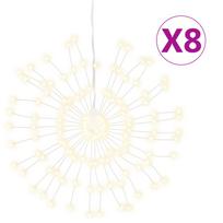 vidaXL Kalėdiniai šviestuvai fejerverkai, 8vnt., šilti balti, 140 LED