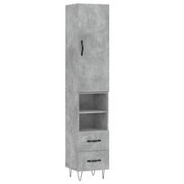 vidaXL Komoda, betono pilkos spalvos, 34,5x34x180cm, apdirbta mediena