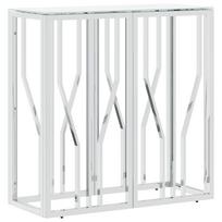 vidaXL Konsolinis staliukas, sidabrinis, 70x30x70cm, plienas/stiklas