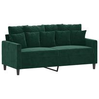 vidaXL Dvivietė sofa, tamsiai žalios spalvos, 140cm, aksomas