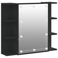 vidaXL Veidrodinė spintelė su LED apšvietimu, juoda, 70x16,5x60cm