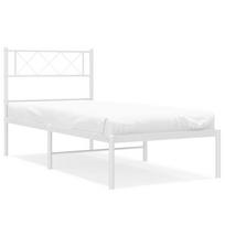 vidaXL Metalinis lovos rėmas su galvūgaliu, baltos spalvos, 100x190cm