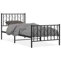 vidaXL Lovos rėmas su galvūgaliu/kojūgaliu, juodas, 90x190cm, metalas