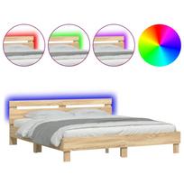 vidaXL Lovos rėmas su galvūgaliu ir LED, sonoma ąžuolo, 180x200cm