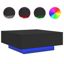 vidaXL Kavos staliukas su LED lemputėmis, juodos spalvos, 80x80x31cm