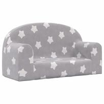 vidaXL Vaikiška dvivietė sofa, pilka, minkštas pliušas, su žvaigždėmis