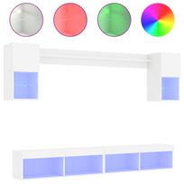 vidaXL Sieninė TV sekcija su LED, 6 dalių, balta, apdirbta mediena