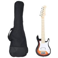 vidaXL Elektrinė gitara vaikams su dėklu, ruda ir balta, 3/4 30"