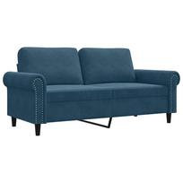 vidaXL Dvivietė sofa, mėlynos spalvos, 140cm, aksomas